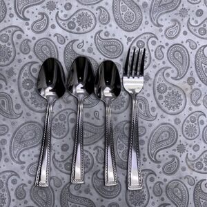 Oneida 18/8 Stainless 3 Teaspoons & 1 Fork Flatware Replacement Set